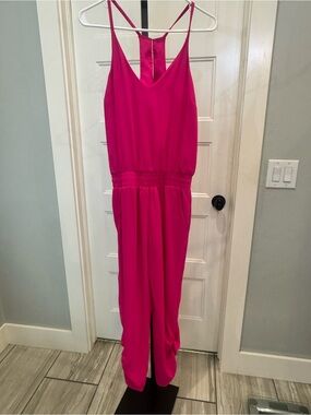 Evereve Hot Pink Sleeveless V-Neck Jumpsuit from Evereve